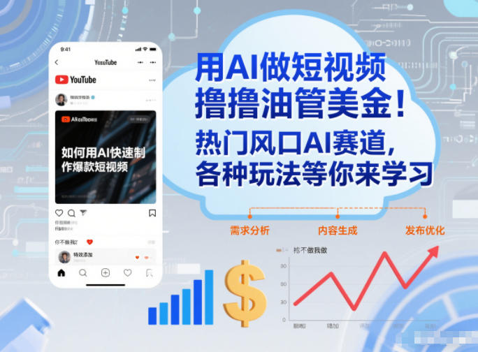 用AI做短视频撸油管美金,热门风口AI赛道,你不做我做,各种玩法等你来学习-界海网创