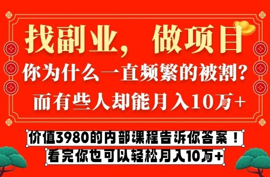 价值3980的网创内部课程,告诉你互联网创业月入10个W的秘密【揭秘】-界海网创