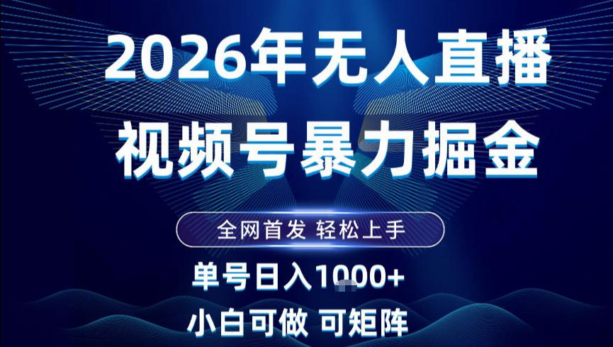 2026最新视频号无人直播掘金,全网首发,小白可以玩,长期稳定日入1k+【揭秘】-界海网创