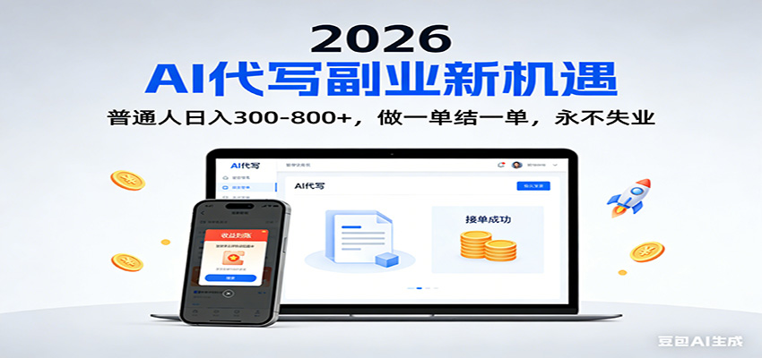 2026 副业首选!AI 代写日入 300-800,普通人0门槛,做一单结一单!-界海网创