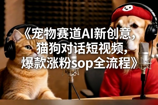 宠物赛道AI新创意,猫狗对话短视频,爆款涨粉sop全流程-界海网创