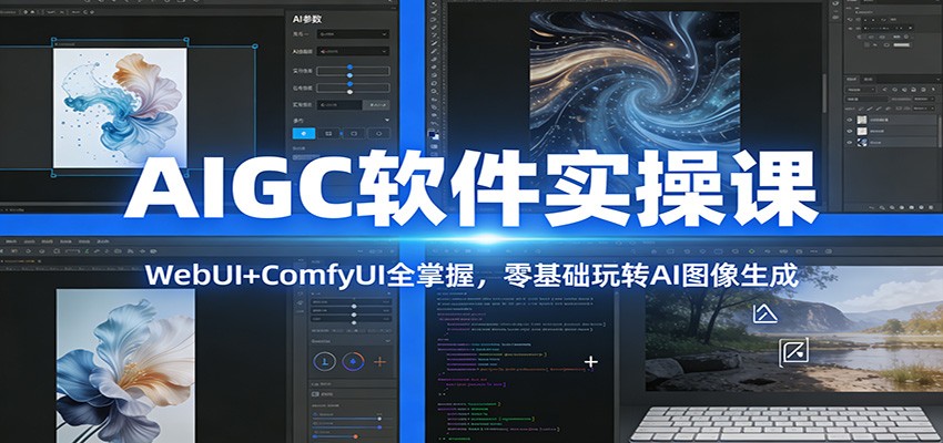 AIGC软件实操课:WebUI+ComfyUI全掌握,零基础玩转AI图像生成-界海网创