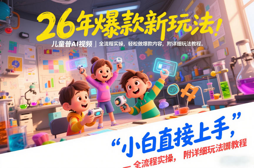 26年爆款新玩法,儿童科普AI视频,全流程实操,轻松做爆款内容,小白直接上手,附详细玩法教程-界海网创
