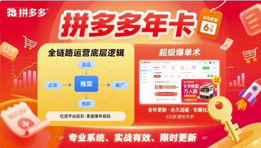 拼多多年卡,拼多多全链路运营底层逻辑,超级爆单术【更新26年1月】-界海网创