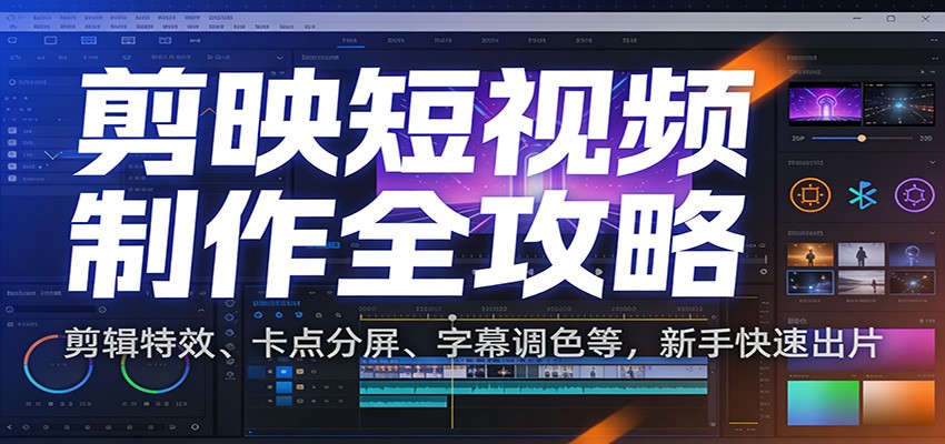 剪映短视频制作全攻略：剪辑特效、卡点分屏、字幕调色等，新手快速出片-界海网创