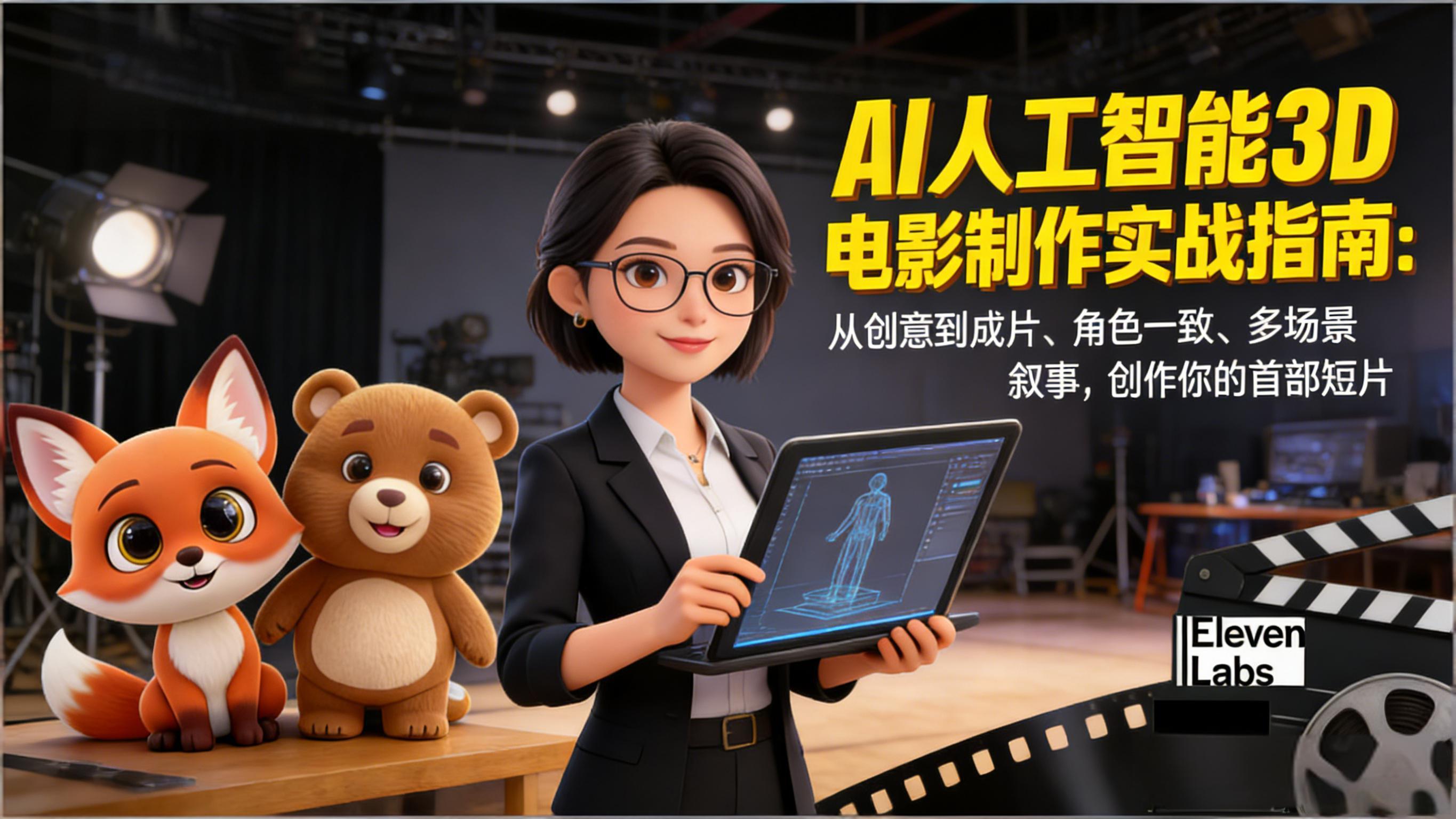 AI人工智能3D电影制作实战指南:从创意到成片、角色一致、多场景叙事,创作你的首部短片-界海网创