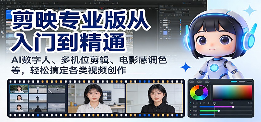 剪映专业版从入门到精通:AI数字人、多机位剪辑、电影感调色等,轻松搞定各类视频创作-界海网创