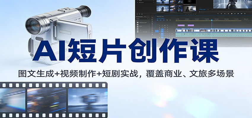 AI短片创作课：图文生成+ 视频制作+短剧实战，覆盖商业、 文旅多场景-界海网创