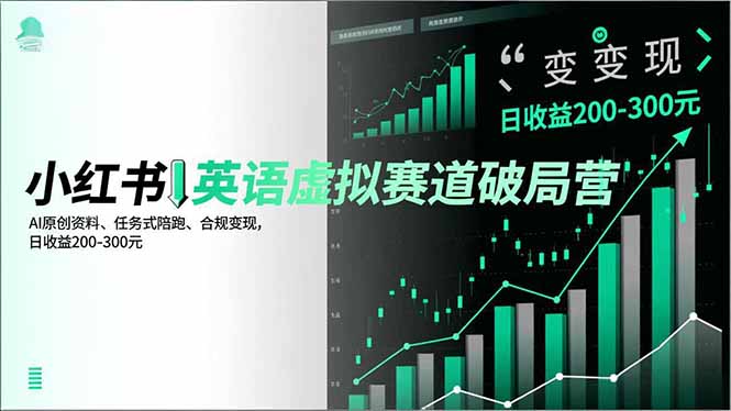 小红书英语虚拟赛道破局营,AI原创资料、任务式陪跑、合规变现,日收益200-300元-界海网创