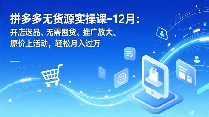 拼多多无货源实操课-12月:开店选品、无需囤货、推广放大、原价上活动,轻松月入过万-界海网创