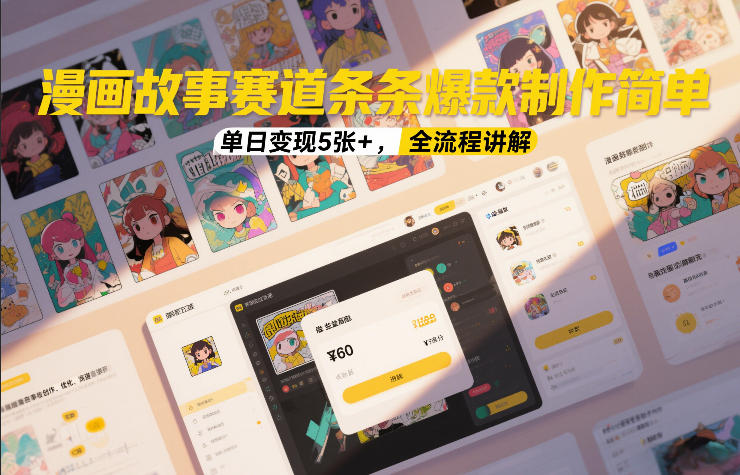 漫画故事赛道条条爆款制作简单,单日变现5张+,全流程讲解-界海网创