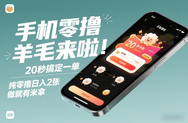 手机零撸薅羊毛来啦!20秒搞定一单,纯零撸日入2张,做就有米拿【揭秘】-界海网创