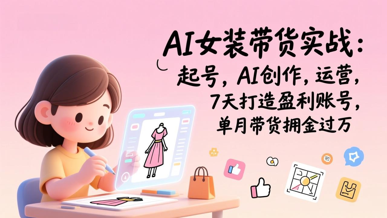 AI女装带货实战:起号,AI创作,运营,7天打造盈利账号,单月带货佣金过万-界海网创
