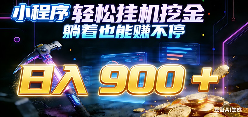 小程序挂机挖金，自动赚金币换现金，多号并行日入900+，轻松搞副业-界海网创
