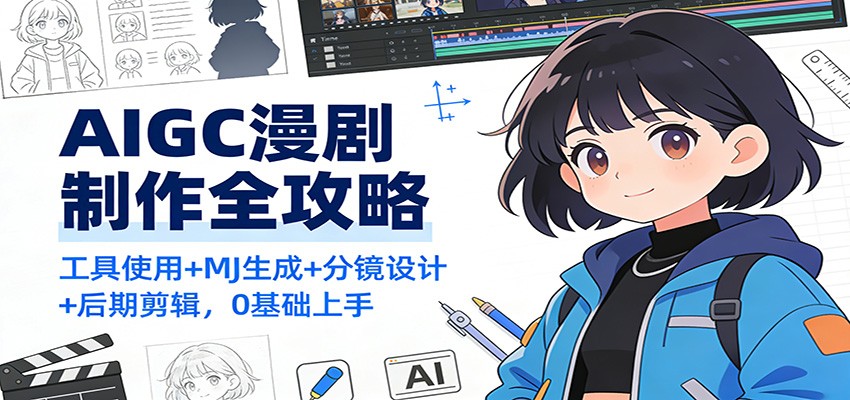 AIGC漫剧制作全攻略:工具使用+MJ生成+分镜设计+后期剪辑,0基础上手-界海网创