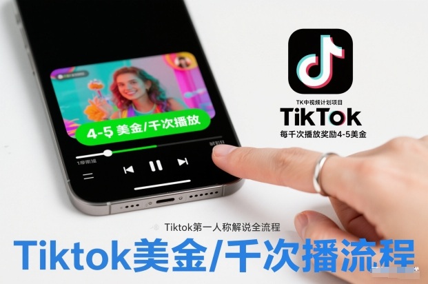 TK中视频计划项目,Tiktok第一人称解说流程,每干次播放奖励4-5美金-界海网创