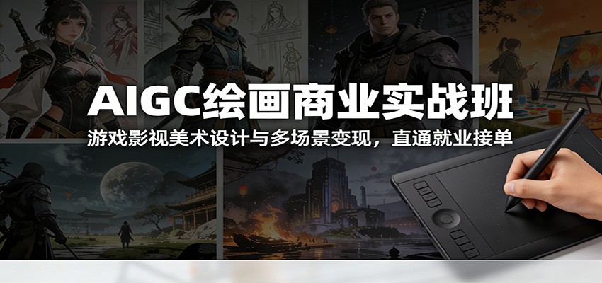 AIGC绘画商业实战班：游戏影视美术设计与多场景变现，直通就业接单-界海网创
