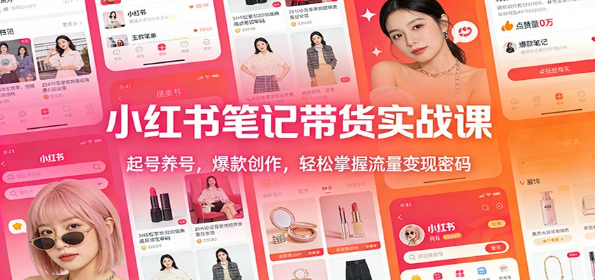 小红书笔记带货实战课：起号养号，爆款创作，轻松掌握流量变现密码-界海网创