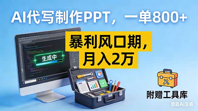 AI代写制作PPT,一单800+, 暴利风口期,月入2万【附工具】-界海网创