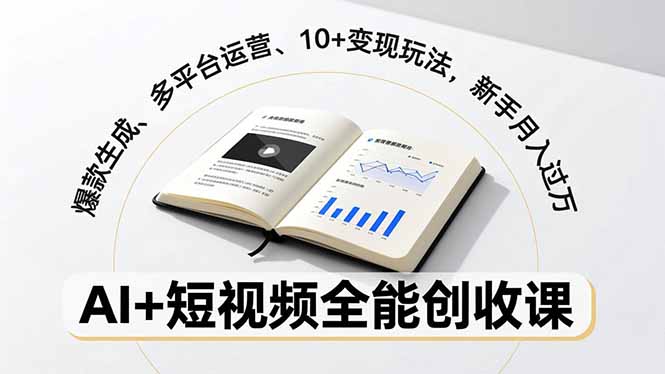 AI+短视频全能创收课,爆款生成、多平台运营、10+变现玩法,新手月入过万-界海网创