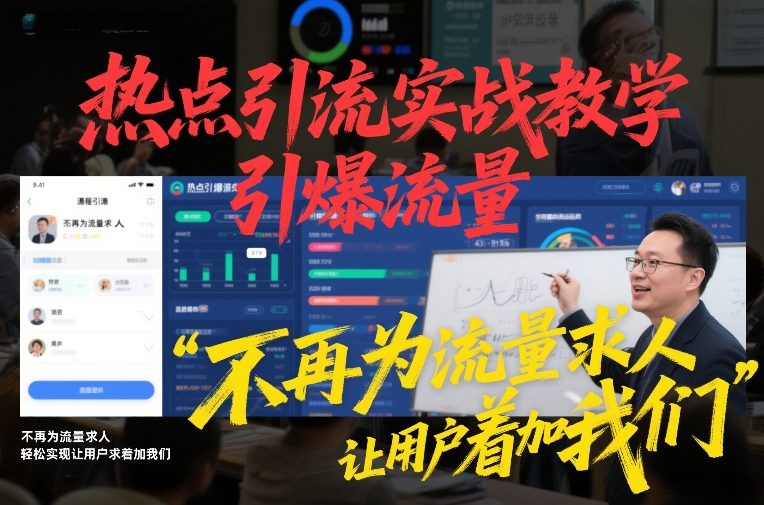 热点引流实战教学，引爆流量，不再为流量求人，轻松实现让用户求着加我们-界海网创