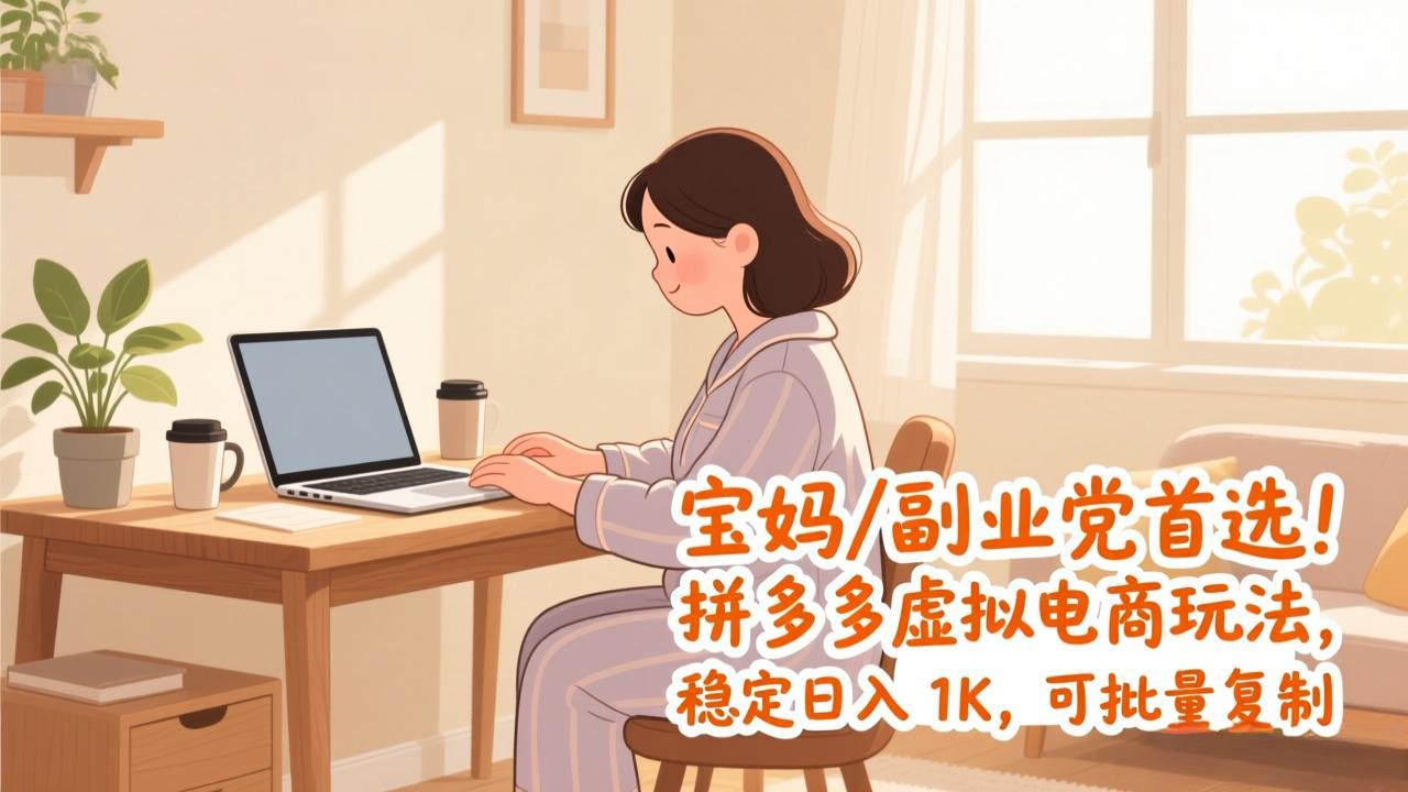 宝妈 / 副业党首选！拼多多虚拟电商玩法，稳定日入 1K，可批量复制-界海网创