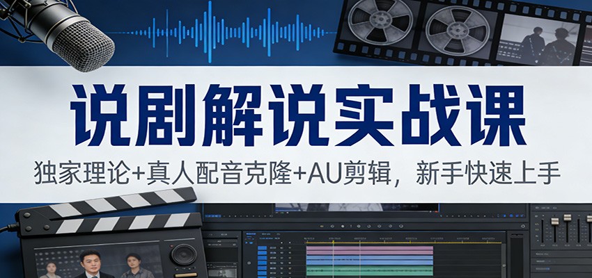 说剧解说实战课:独家理论+真人配音克隆+AU剪辑,新手快速上手-界海网创
