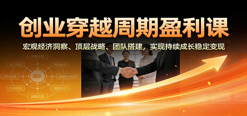 创业穿越周期盈利课：宏观经济洞察、顶层战略、团队搭建，实现持续成长稳定变现-界海网创