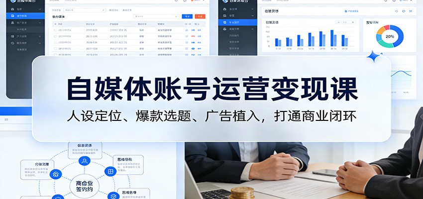 自媒体账号运营变现课:人设定位、爆款选题、广告植入,打通商业闭环-界海网创