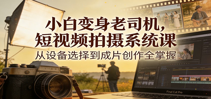 小白变身老司机，短视频拍摄系统课，从设备选择到成片创作全掌握-界海网创