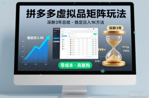 深耕3年之久总结,拼多多虚拟品矩阵玩法,稳定日入1K方法【揭秘】-界海网创