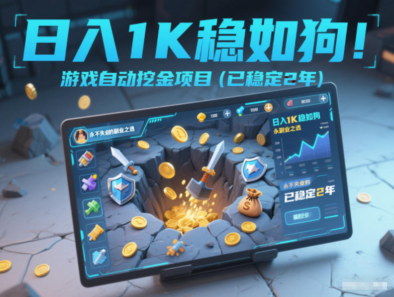 日入1K稳如狗！游戏自动挖金项目(已稳定2年)，永不失业的副业之选【揭秘】-界海网创